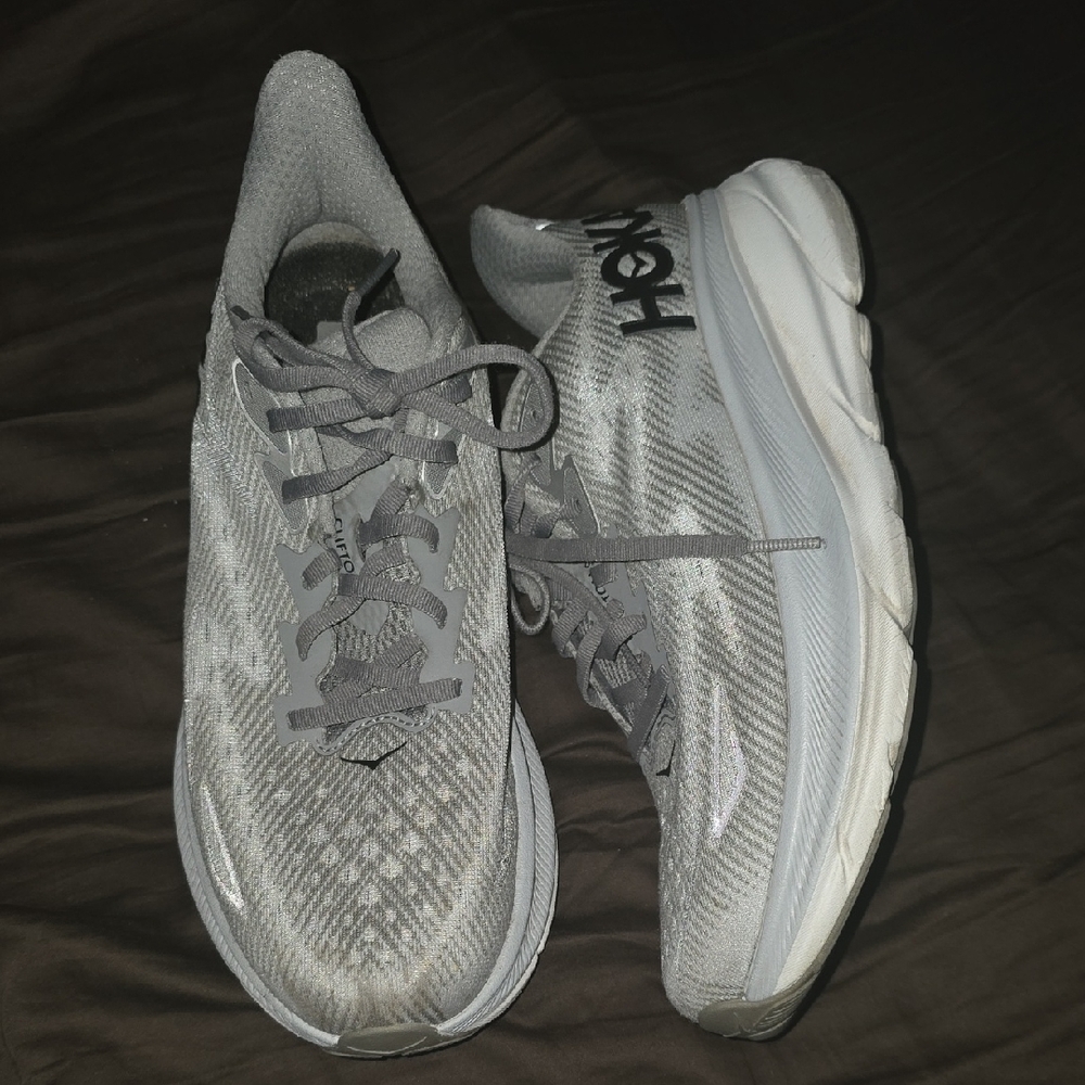 Hoka Light Gray Athletic Shoes